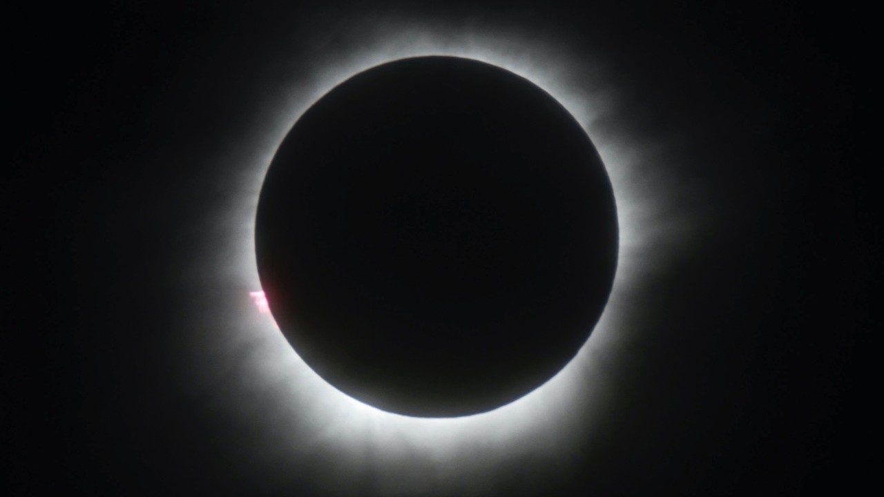 A total solar eclipse is seen in Belitung, Indonesia, Wednesday, March 9, 2016. The rare astronomical event is being witnessed Wednesday along a narrow path that stretches across 12 provinces encompassing three times zones and about 40 million people. (AP Photo)