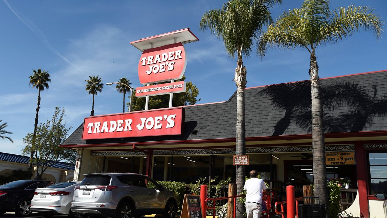 In this Feb. 26, 2020, file photo, the original Trader Joe's grocery store in Pasadena, Calif., is viewed. (AP Photo/Chris Pizzello, File)