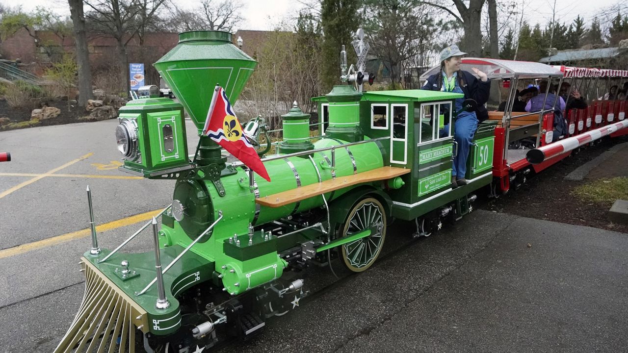 Train engineer Rebecca DeGreff pulls the first electric train "Mary Meachum" away from the station at the Saint Louis Zoo in St. Louis on Tuesday, March 28, 2023. The Saint Louis Zoo Emerson Zooline Railroad is adding a new train with a green initiative. This additional locomotive is an electric train, which accompanies the six other locomotives that are currently in use at the Zoo. Meachum was an abolitionist in St. Louis who was instrumental in educating Black people and played a critical role in the Underground Railroad. (Photo by Bill Greenblatt//UPI)