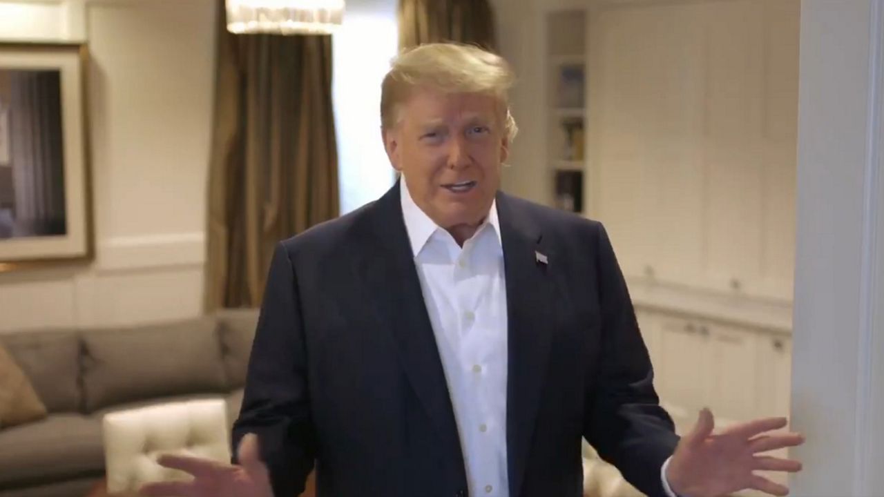 In a video posted to Twitter on Sunday, President Trump speaks from Walter Reed National Military Medical Center. 