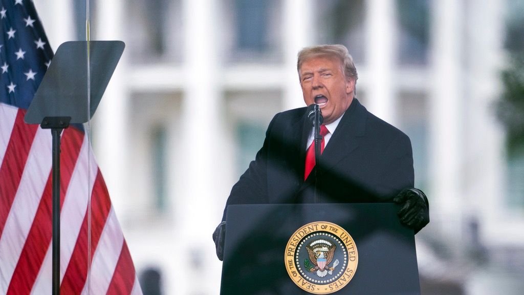 Then-President Donald Trump addresses his supporters during a rally near the White House on Jan. 6, 2021. (AP Photo/Evan Vucci, File)