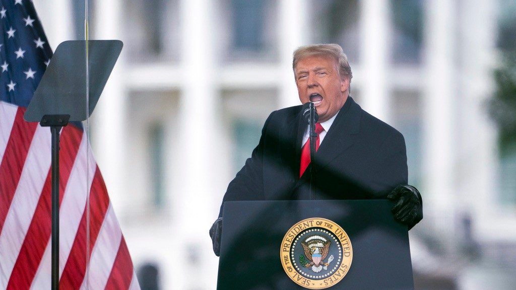 President Donald Trump speaks during a rally protesting the electoral college certification of Joe Biden as President in Washington, Jan. 6, 2021. (AP Photo/Evan Vucci)