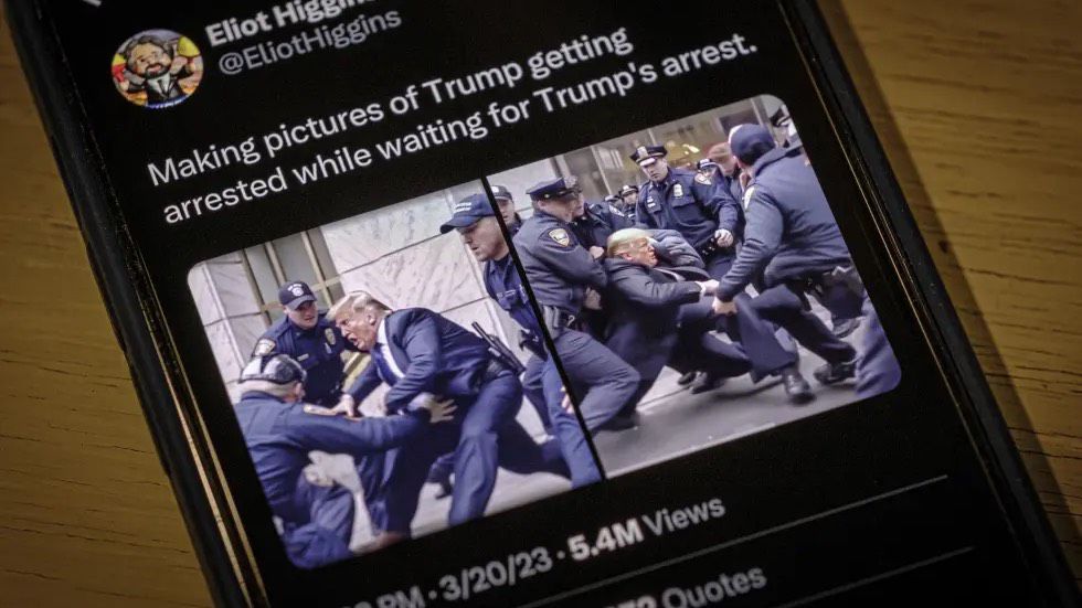 Last year, AI-generated deepfake images of former President Donald Trump being arrested circulated widely on social media. (Associated Press/J. David Ake)