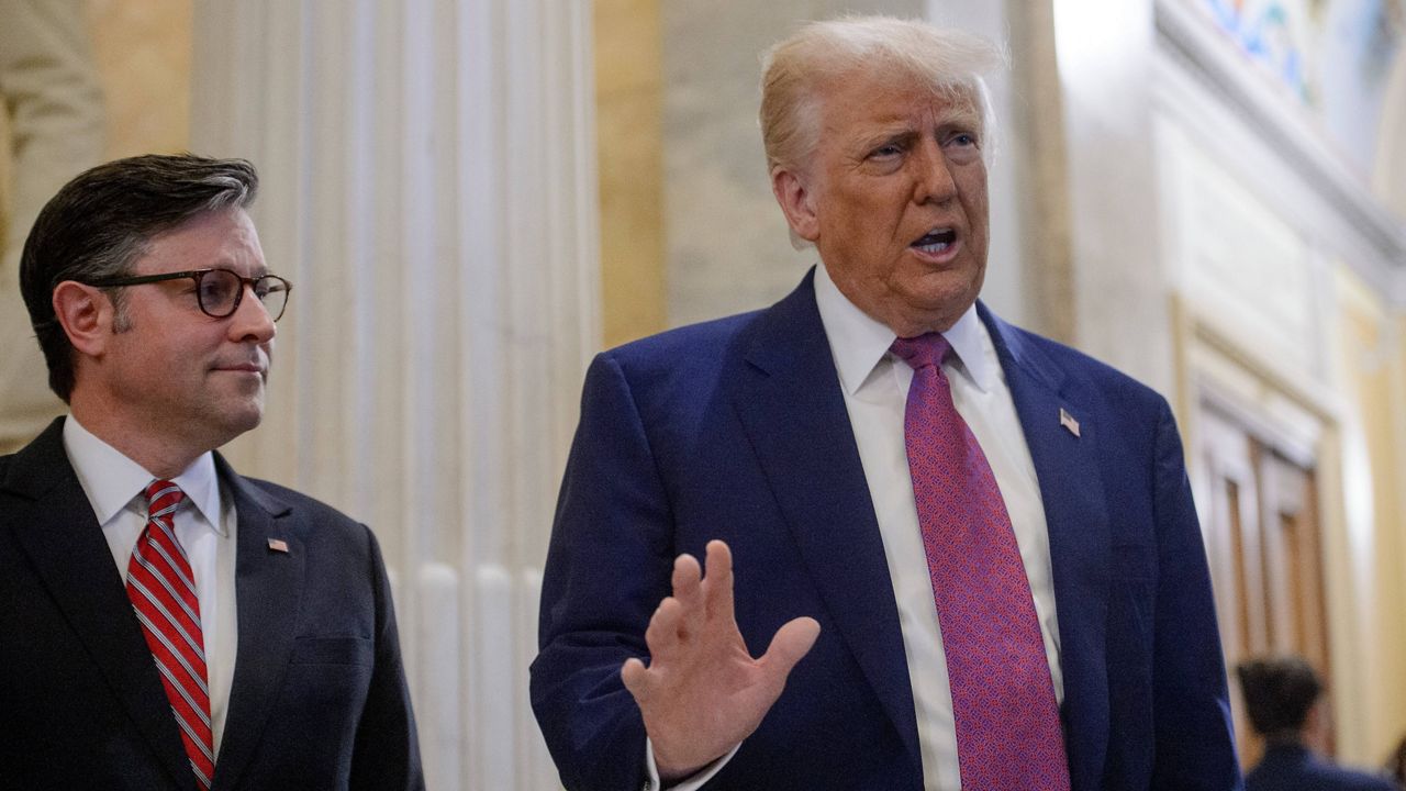 President Donald Trump listens during an event to announce that the 2027 NFL Draft will be held on the National Mall, in the Oval Office of the White House, Monday, May 5, 2025, in Washington. (AP Photo/Alex Brandon)
