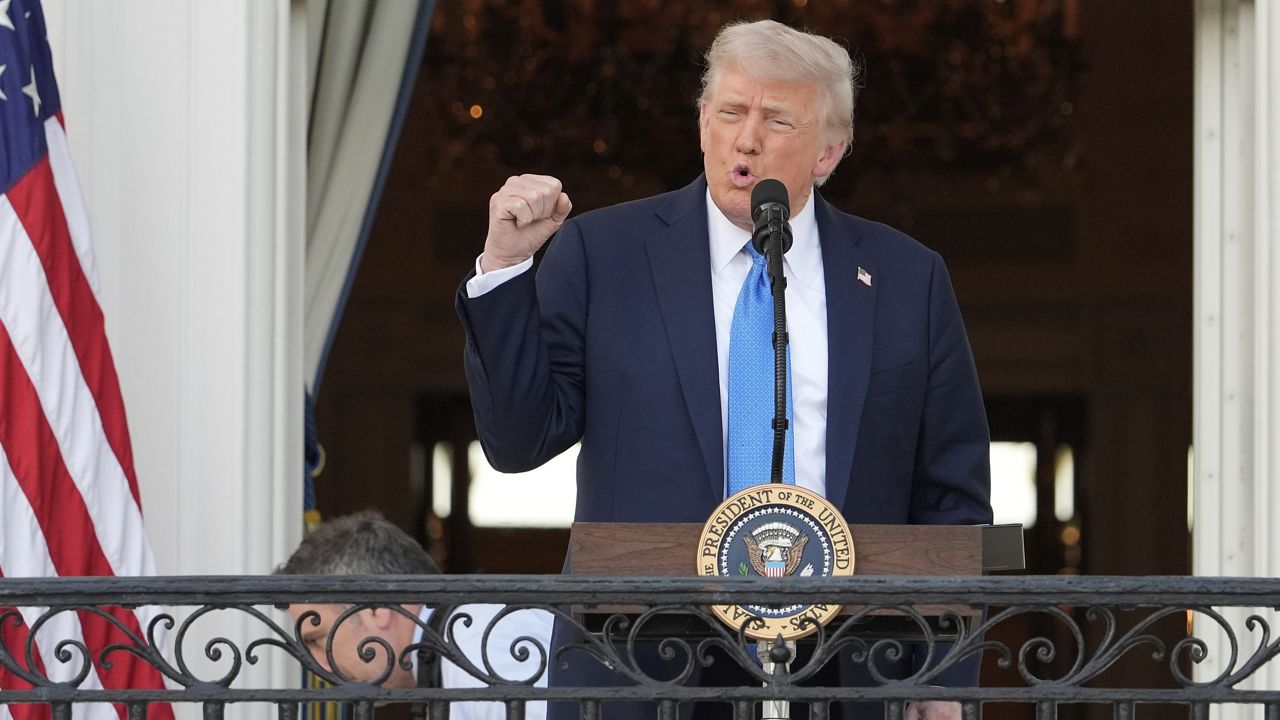 President Donald Trump speaks during a summer soiree on the South Lawn of the White House, Wednesday, June 4, 2025, in Washington. (AP Photo/Alex Brandon)