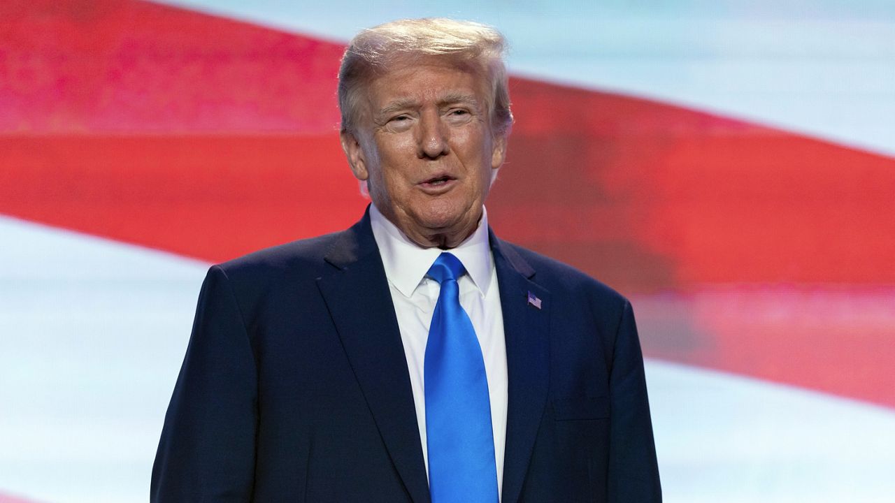 Former President Donald Trump speaks at the Pray Vote Stand Summit, Friday, Sept. 15, 2023,, in Washington.(AP Photo/Jose Luis Magana)