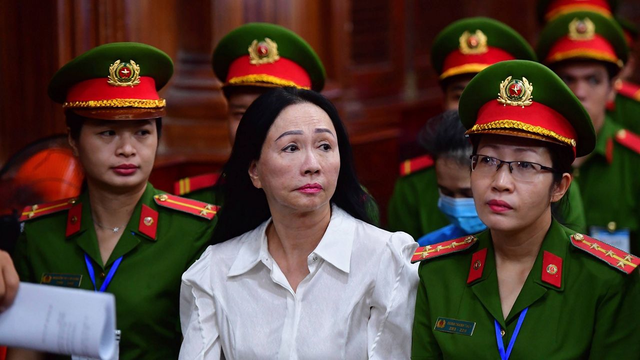 Business woman Truong My Lan, front center, attends a trial in Ho Chi Minh City, Vietnam on Thursday, April 11, 2024. (Thanh Tung/VnExpress via AP)