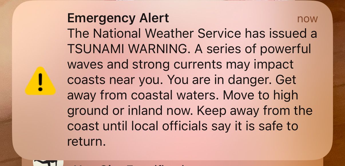 Tsunami warning today