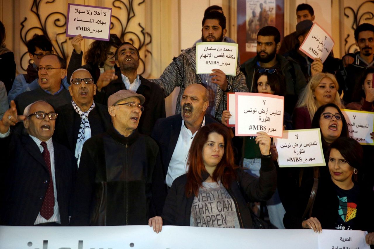 Saudi crown prince visits Tunisia amid Khashoggi protests