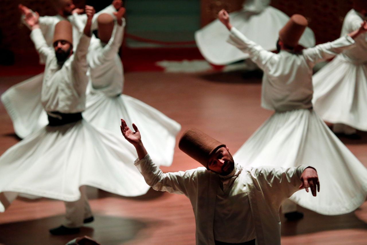 AP PHOTOS: Turkey's whirling dervishes honor Sufi poet