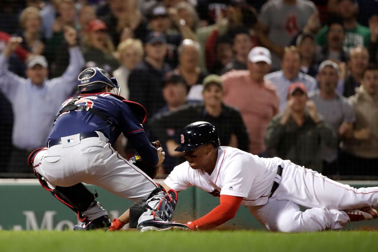 Rosario Nails Devers At Plate Twins Hold Off Red Sox 2 1