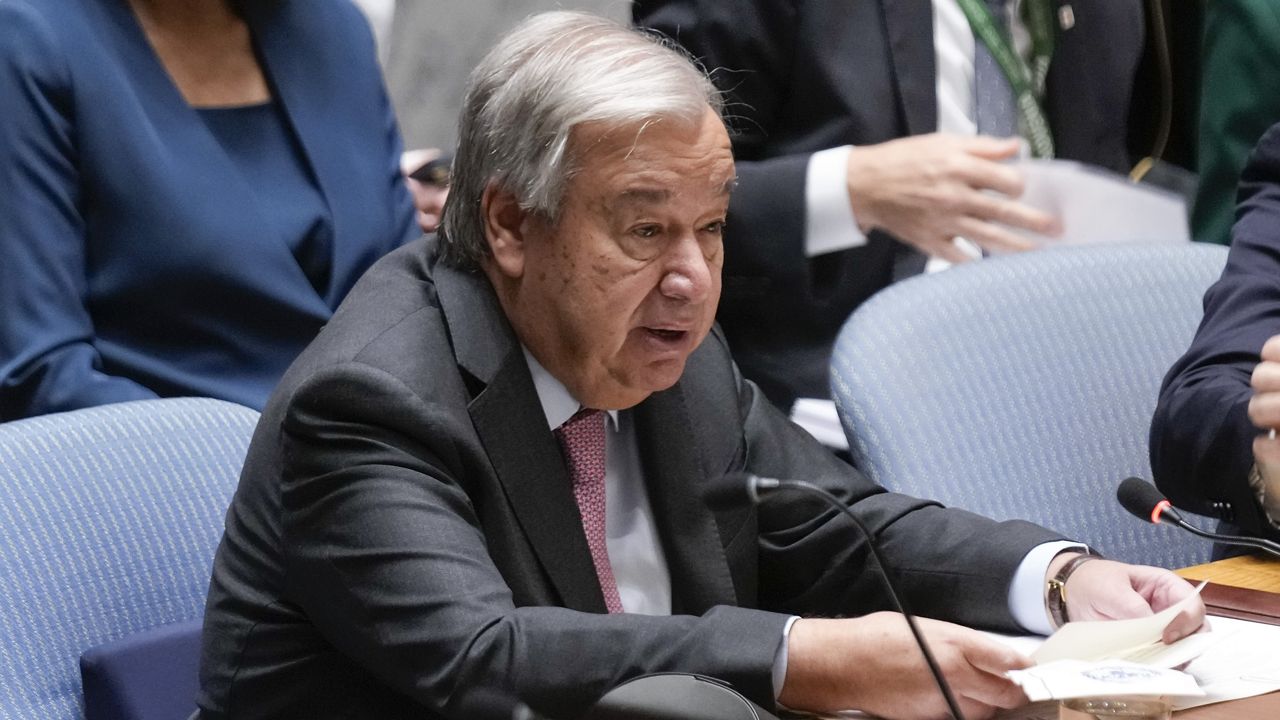 United Nations Secretary-General Antonio Guterres speaks during a Security Council meeting at United Nations headquarters, Wednesday, Sept. 25, 2024. (AP Photo/Seth Wenig, Fileå