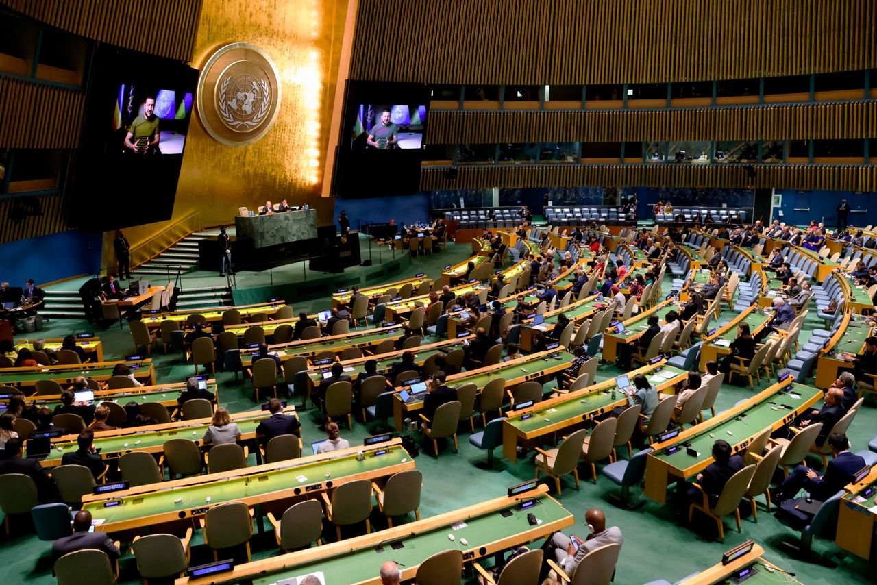 Ukraine's Zelenskyy lays out his case against Russia to UN