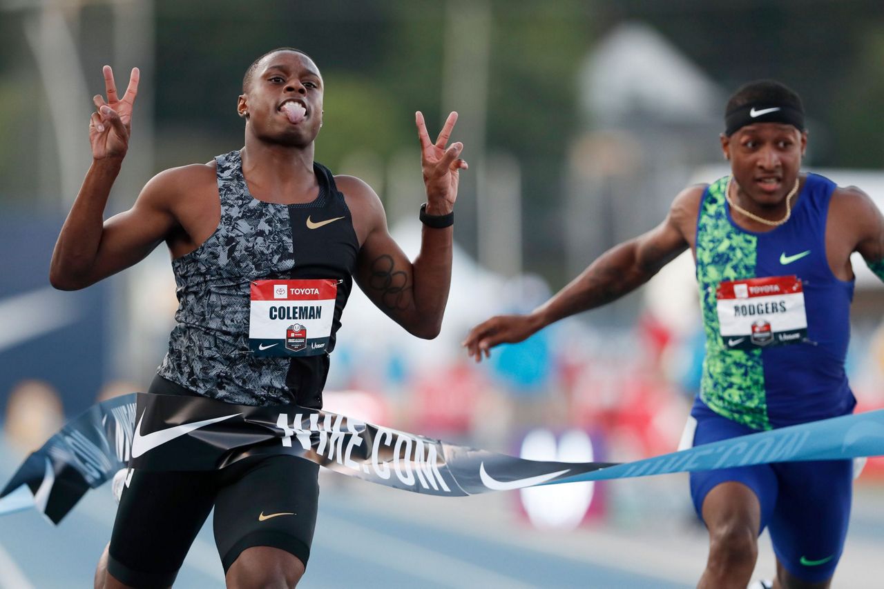 Coleman takes 100 national title as Gatlin sits out final