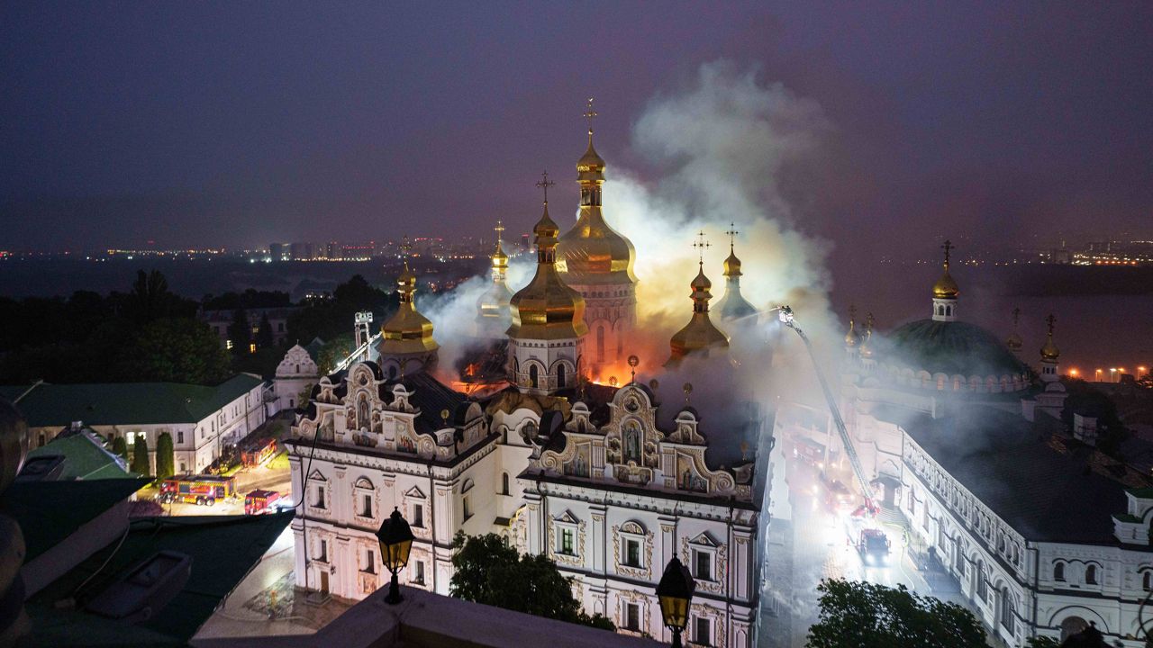 Russia unleashes major barrage on Ukraine, killing 11 and damaging renowned religious site