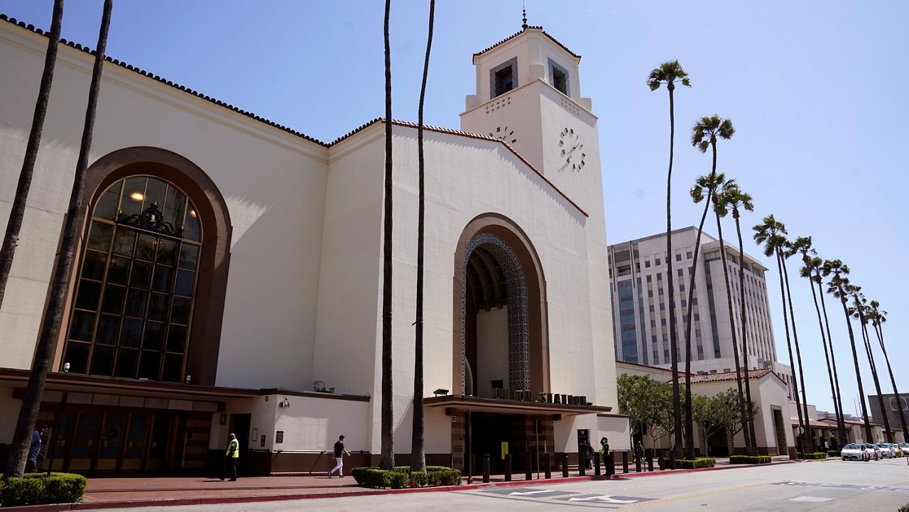 Union Station is pictured, Tuesday, March 23, 2021, in Los Angeles. (AP Photo/Chris Pizzello)