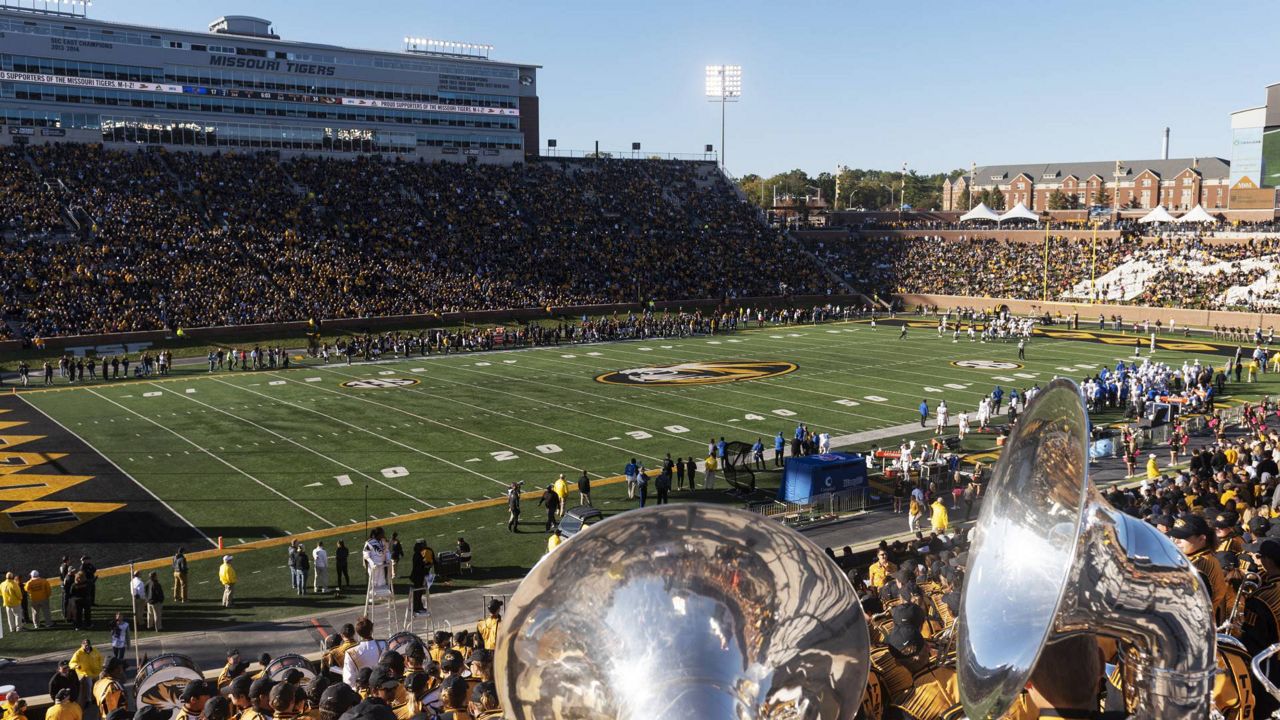 Memphis and Missouri play in an NCAA college football game Saturday, Oct. 20, 2018, at Memorial Stadium in Columbia, Mo. The university is planning a $250 million renovation of the stadium. The Memorial Stadium Improvements Project, expected to be completed by the 2026 season, will further enclose the north end of the stadium and add a variety of new premium seating options. (AP Photo/L.G. Patterson, File)