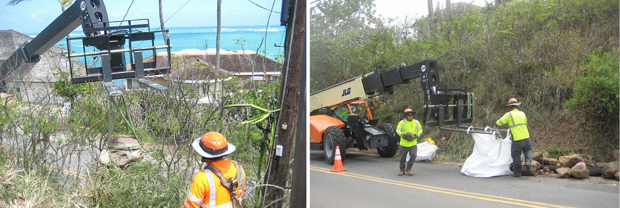 Construction crews removed large rocks, performed slope scaling and vegetation clearing as part of the project to stabilize the area. (Photo courtesy of DPR)