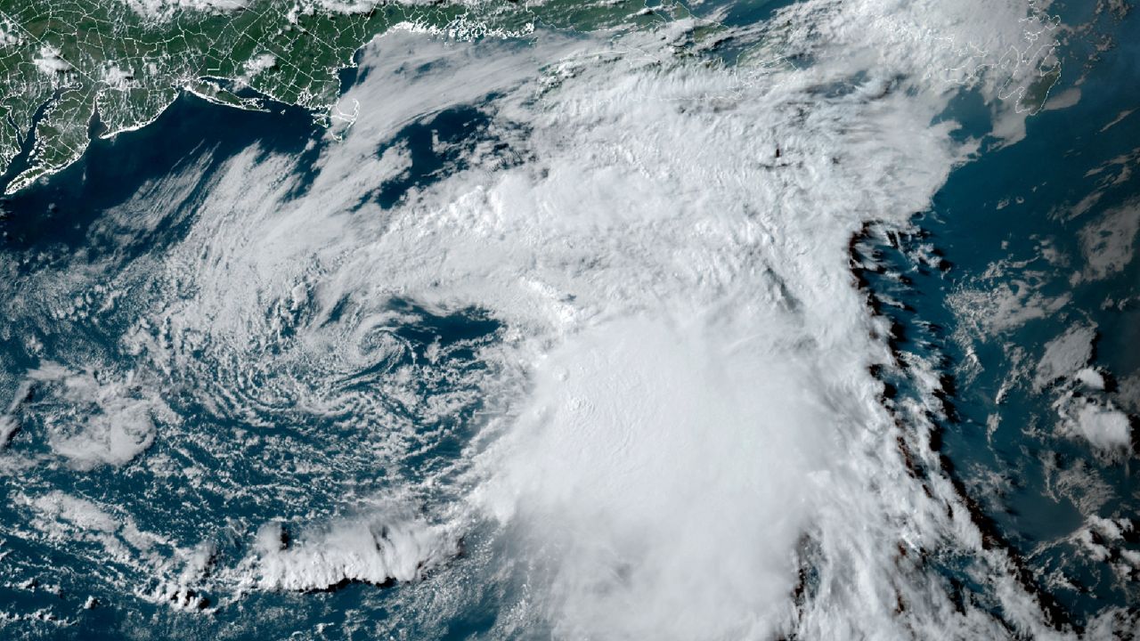 Tropical Storm Odette off the East Coast Friday night. (NOAA)