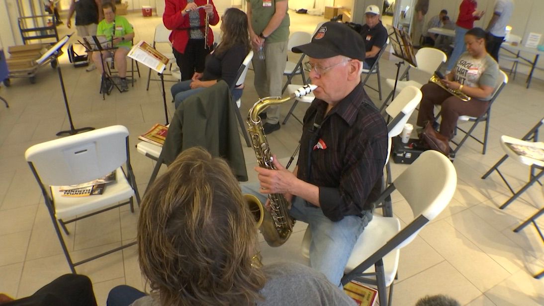 Veteran with a saxophone