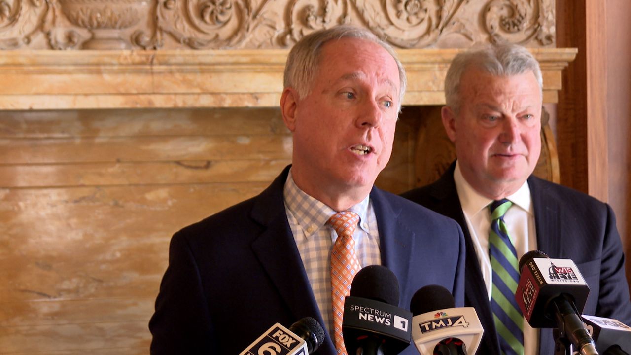 Assembly Speaker Robin Vos, R-Rochester, discusses the Republican tax cut plan and the need to meet with the governor. (Spectrum News 1/Mandy Hague)