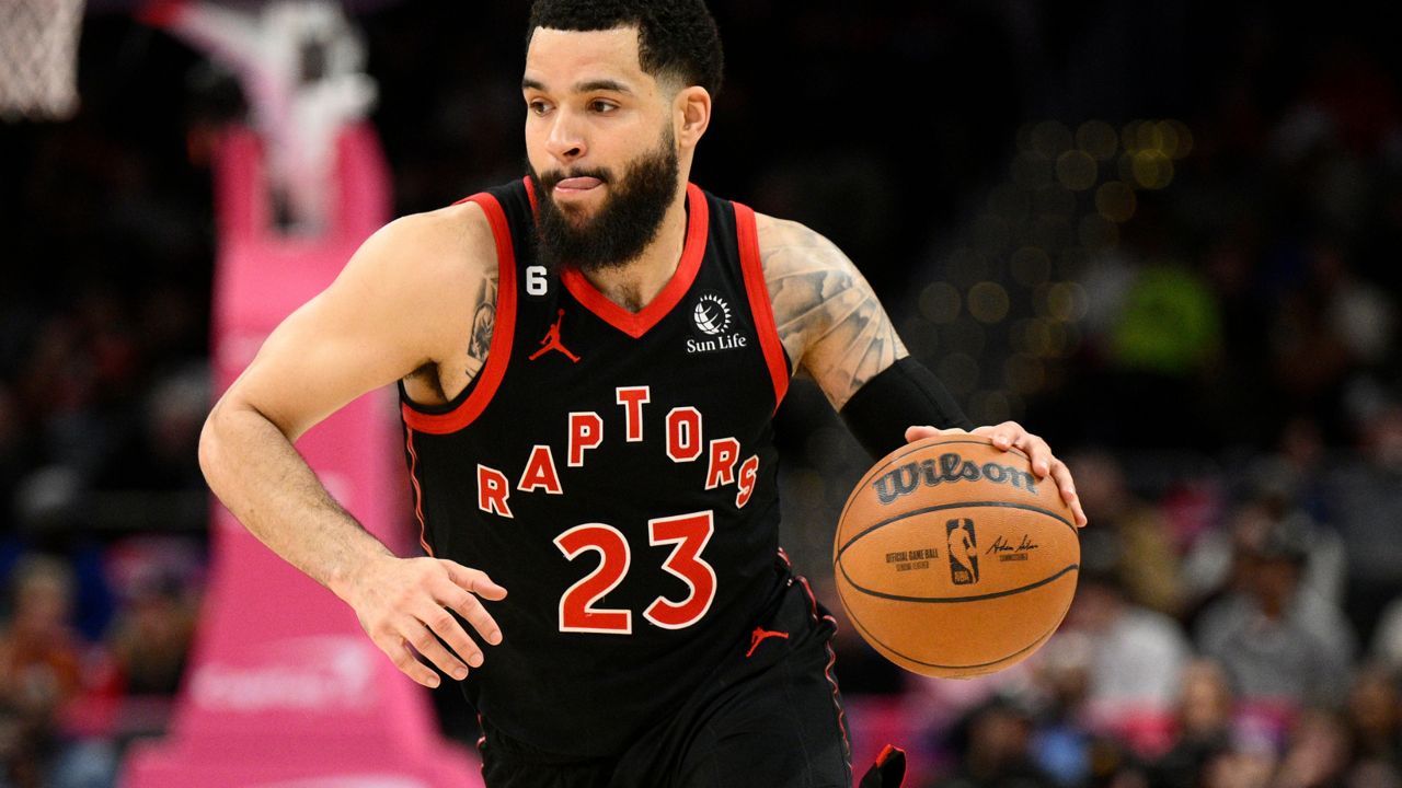 Toronto Raptors guard Fred VanVleet (23) in action during the second half of an NBA basketball game against the Washington Wizards, March 2, 2023, in Washington. On Friday, June 30, VanVleet agreed to a three-year, $130 million deal to join the Houston Rockets. (AP Photo/Nick Wass)