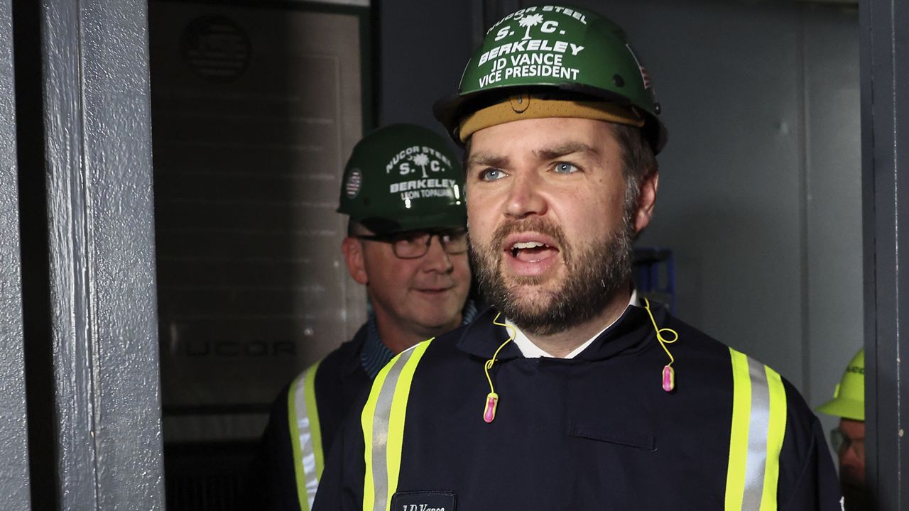 Vice President JD Vance tours Nucor Steel Berkeley in Huger, S.C., Thursday, May 1, 2025. (Kevin Lamarque/Pool Photo via AP)