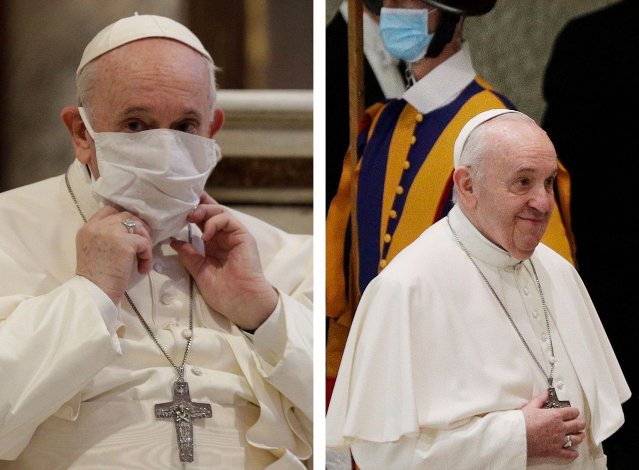"We're working on it" Pope's COVID advisors and the mask