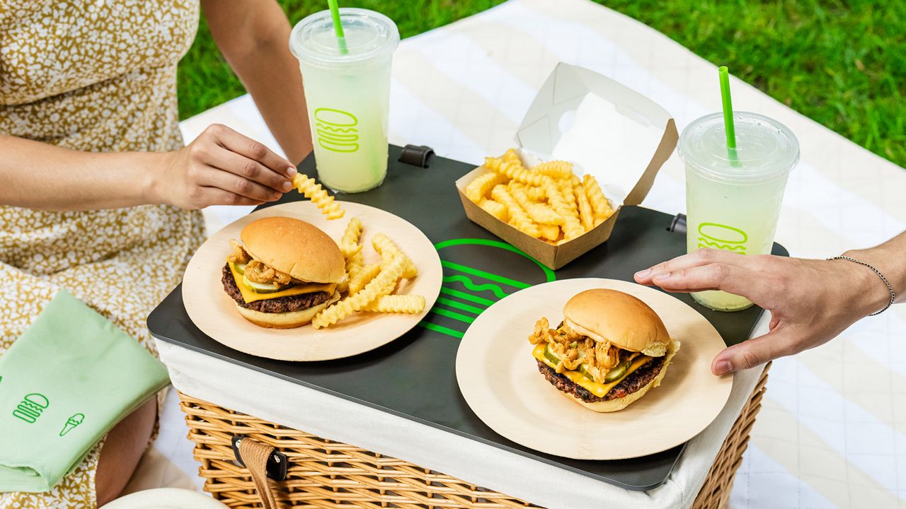 Central West End Shack customers can purchase "Veg Out" picnic kits starting Tuesday that include Shake Shack's new plant-based items. (Photo Credit: Shake Shack)