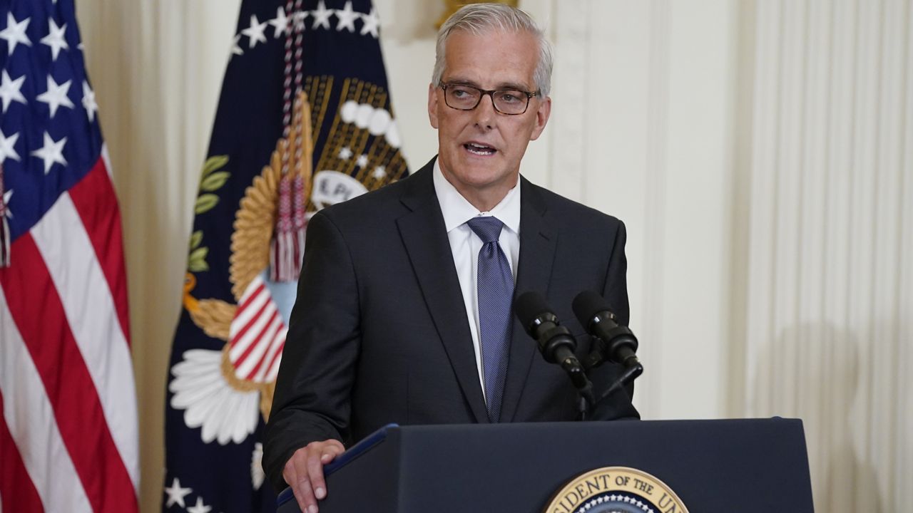 Secretary of Veterans Affairs Denis McDonough speaks during an event before President Joe Biden signs the "PACT Act of 2022" during a ceremony in the East Room of the White House, Wednesday, Aug. 10, 2022, in Washington. (AP Photo/Evan Vucci)