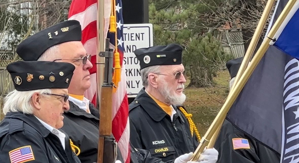 Members of the Kennebec Valley Honor Guard participate in Monday's Veterans Day ceremony at the Togus VA Medical Center in Augusta. (Spectrum News/Susan Cover)