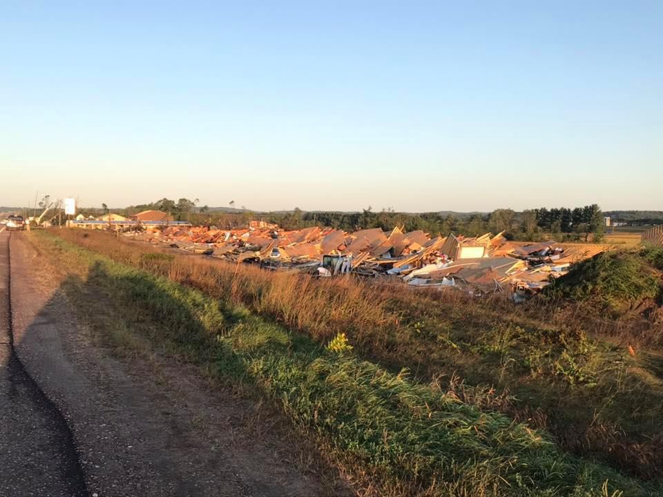 Buildings flattened