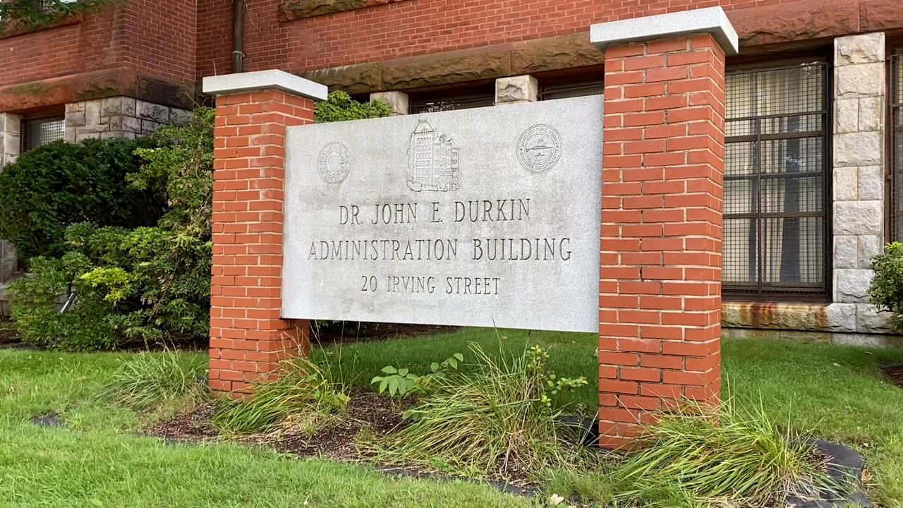 A sign outside Worcester Public Schools' Dr. John E. Durkin Administration Building. (file photo)