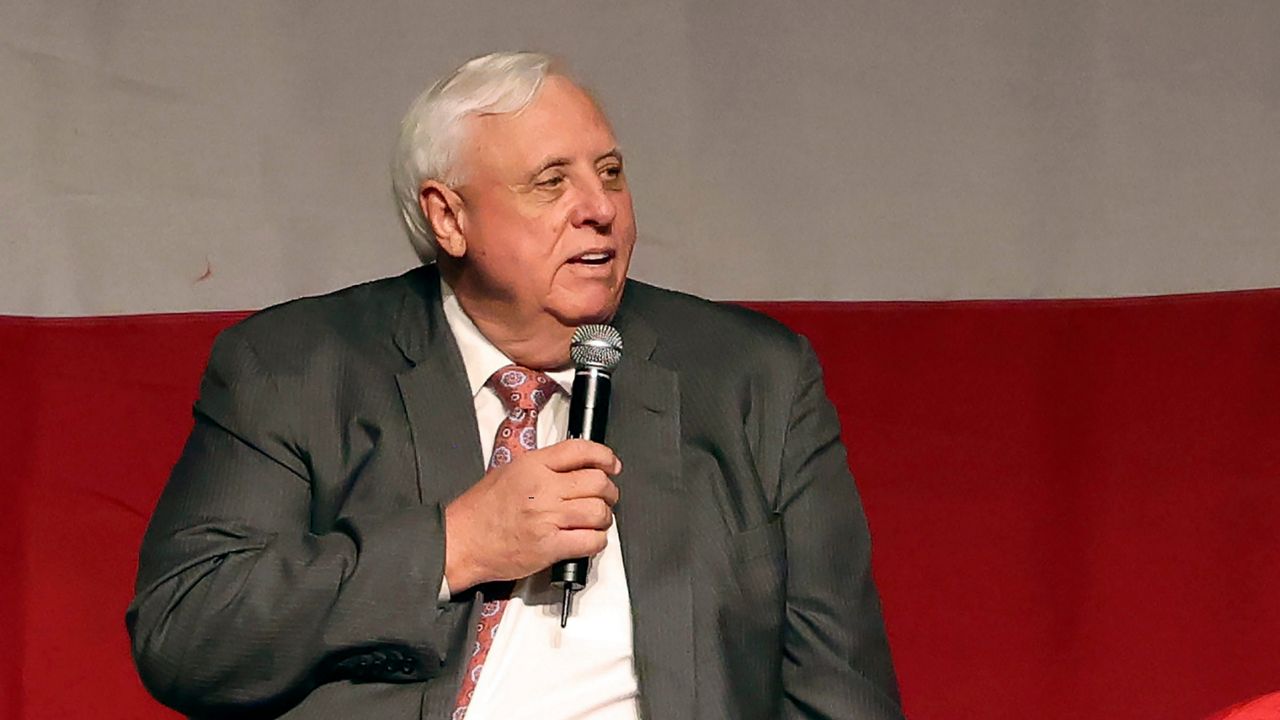 West Virginia Gov. Jim Justice speaks during an announcement for his campaign for U.S. Senate at The Greenbrier Resort in White Sulphur Springs, W.Va., April 27, 2023. Justice announced on Wednesday, Aug. 16, that a Houston energy transition company is planning a $2 billion investment to produce clean hydrogen with natural gas in West Virginia, a project estimated to create up to 800 permanent jobs. (AP Photo/Chris Jackson)