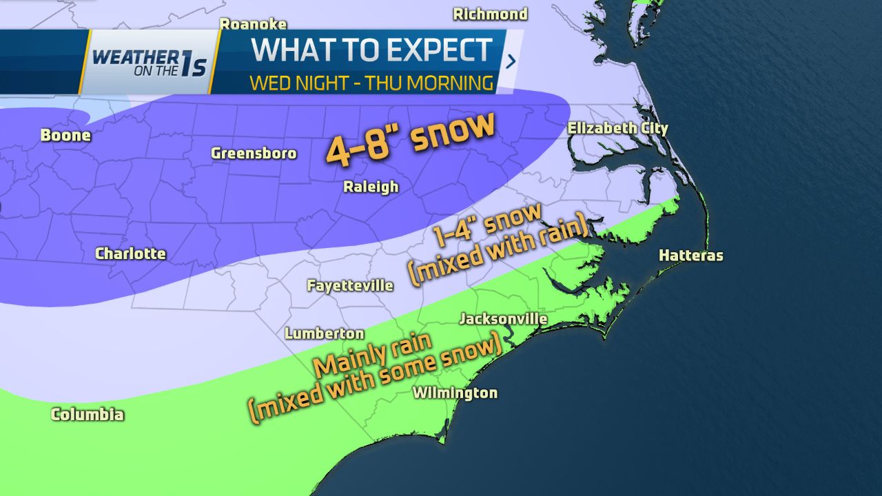 Second Round of Snow is Likely for Much of NC Wednesday Night