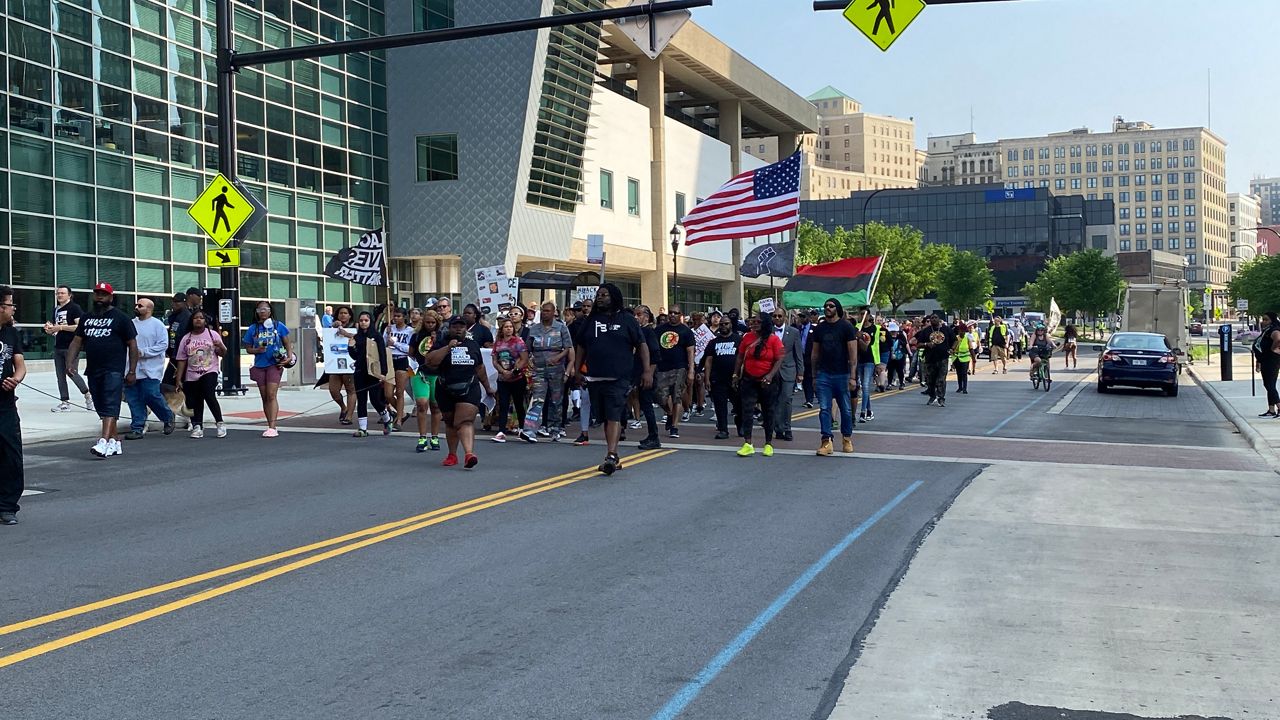 people marching