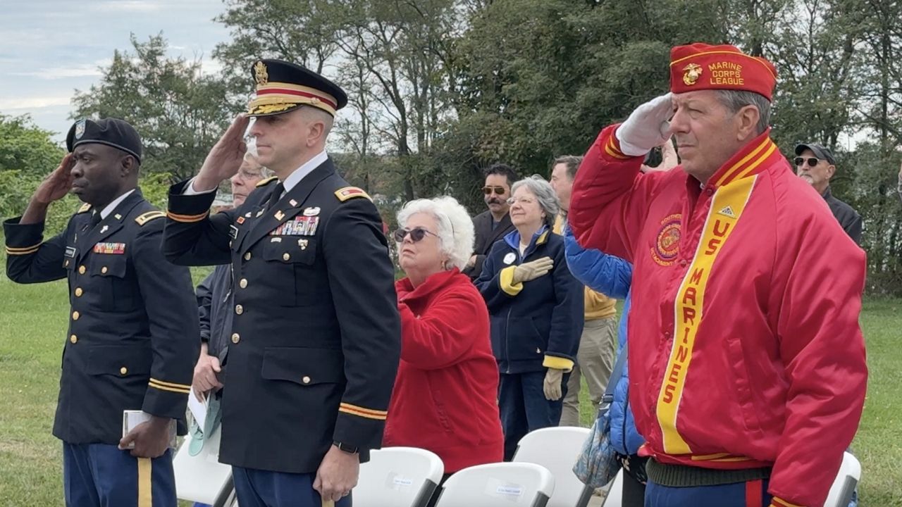 A ceremony on Sunday in Portland marked the remains of five recently identified soldiers from the War of 1812. (Spectrum News/Matthew Jaroncyk)