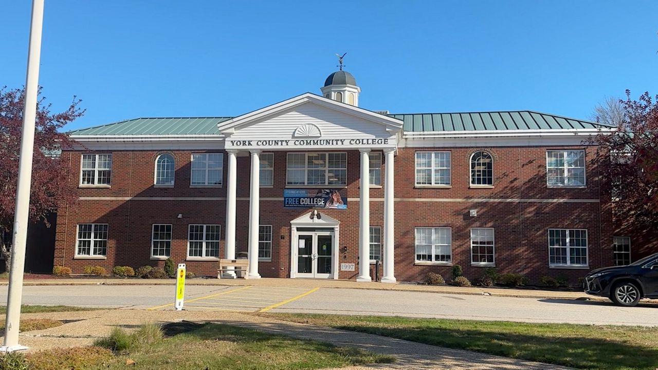 he Maine Community College System is reporting a 10% boost in fall enrollments over fall of 2023. The system has seven different campuses, including York County Community College in Wells, pictured here. (Spectrum News/Sean Murphy)