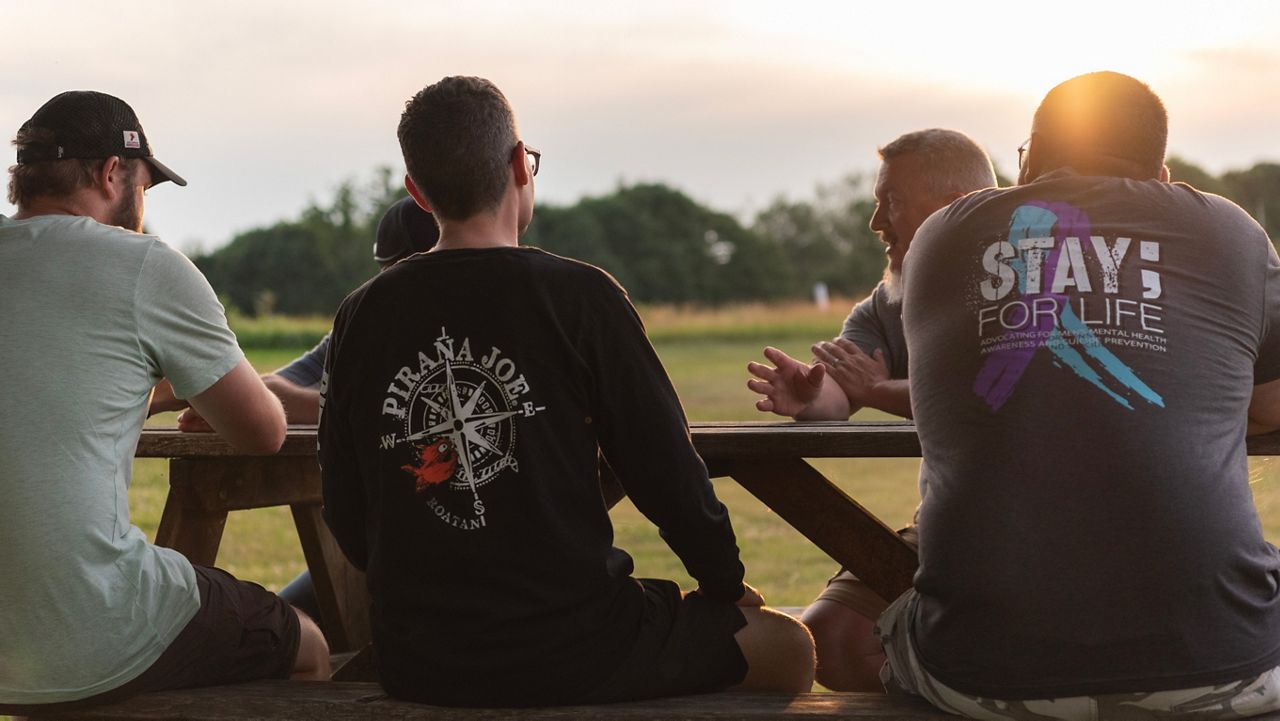 Donnie Whitten, center, runs a meeting of the Man to Man Peer Support Group in Wells. The group allows men to talk, get things off their chests, or just listen. "Nothing is off the books," Whitten said. (Stay; For Life)