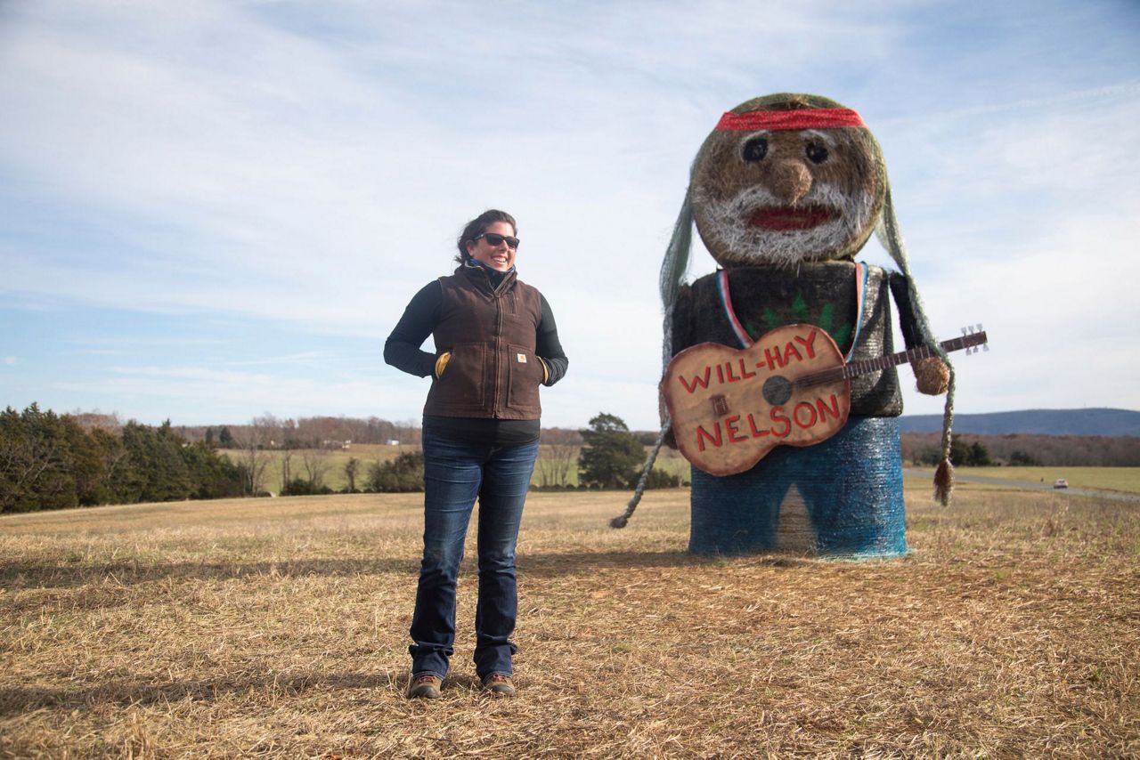 'On The Farm Again' Woman Makes Hay Replica Of Willie Nelson