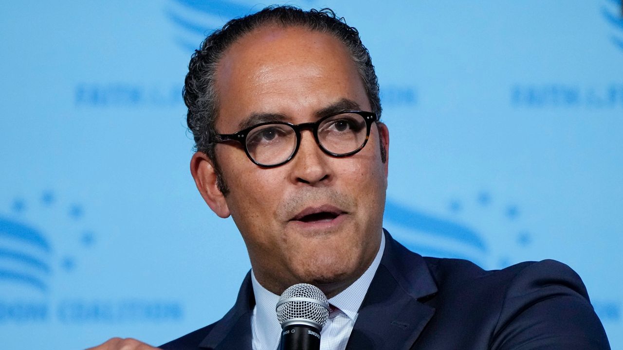  Former Texas Rep. Will Hurd speaks during the Iowa Faith and Freedom Coalition Spring Kick-Off Saturday, April 22, 2023, in Clive, Iowa. (AP Photo/Charlie Neibergall)