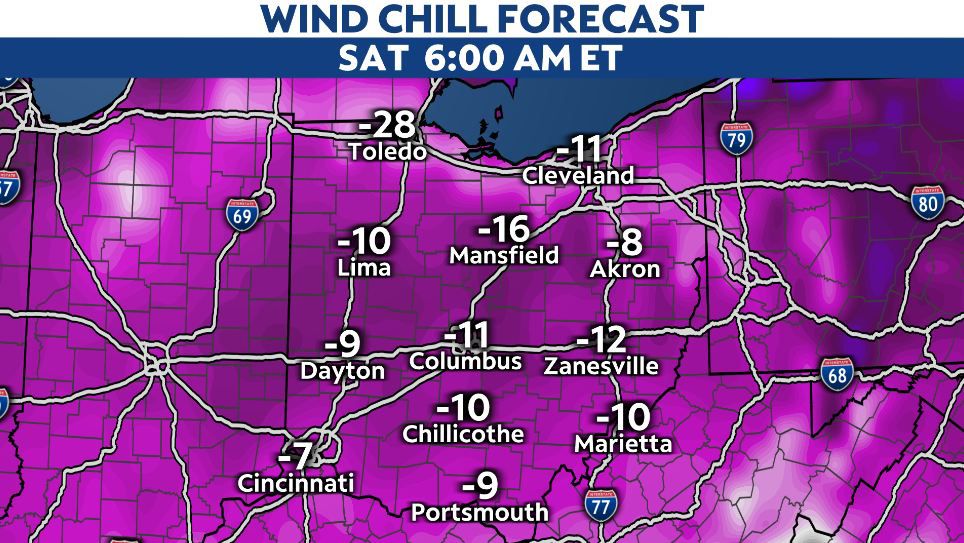 Brutal cold begins with winter storm on the way to Ohio