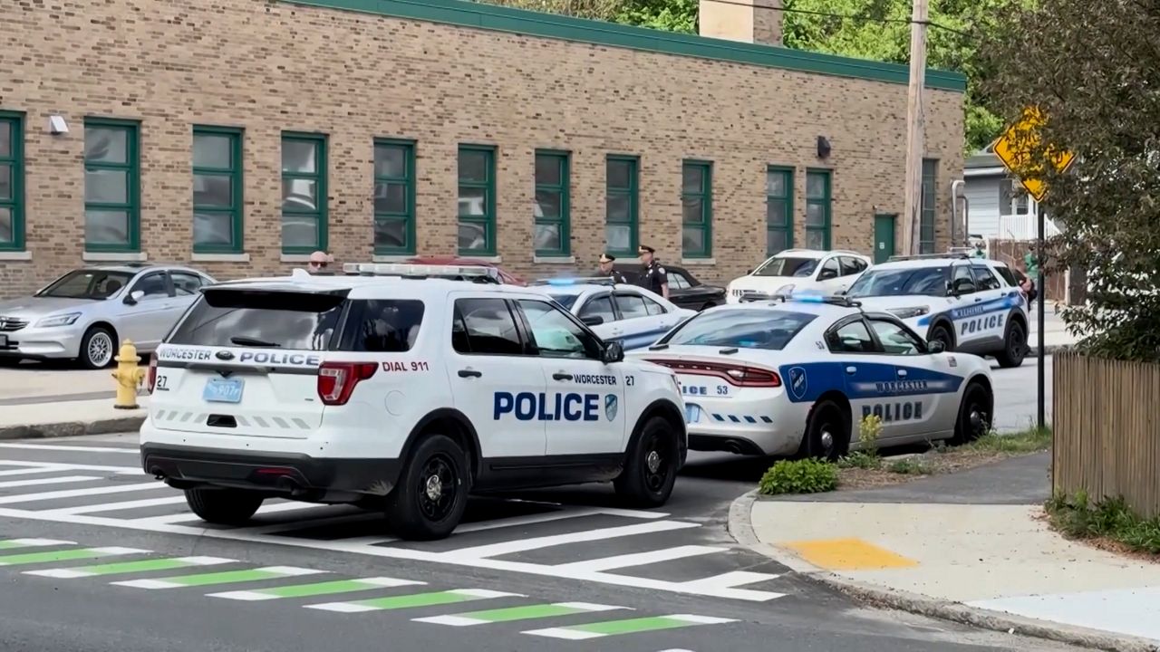 Worcester Police cars. (Spectrum News 1/Shaun Grady)