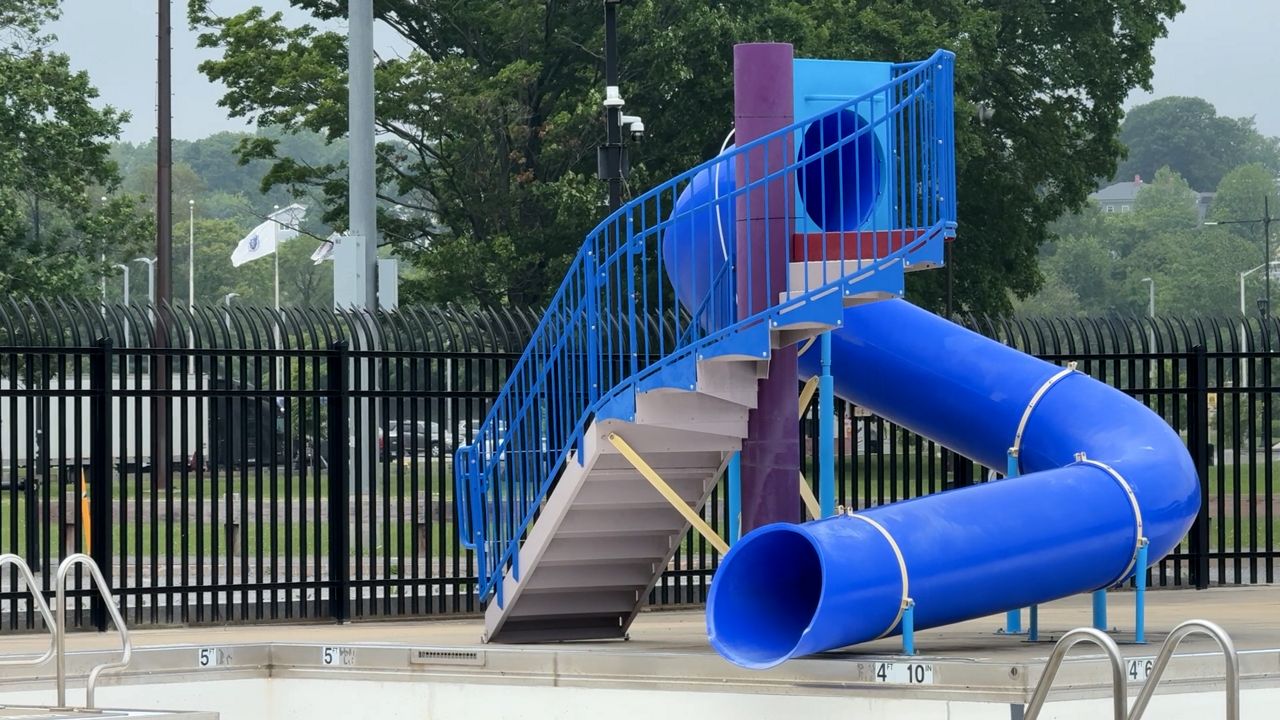 The slide at Worcester's Crompton Park Pool. (Spectrum News 1/Dan Reidy)