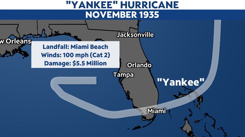Rare November hurricanes that have impacted Florida