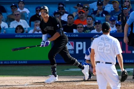 Los Angeles, CALIFORNIA, USA. 25th Aug, 2019. Aaron Judge #99 of the New  York Yankees during the game against the Los Angeles Dodgers at Dodger  Stadium on August 25, 2019 in Los