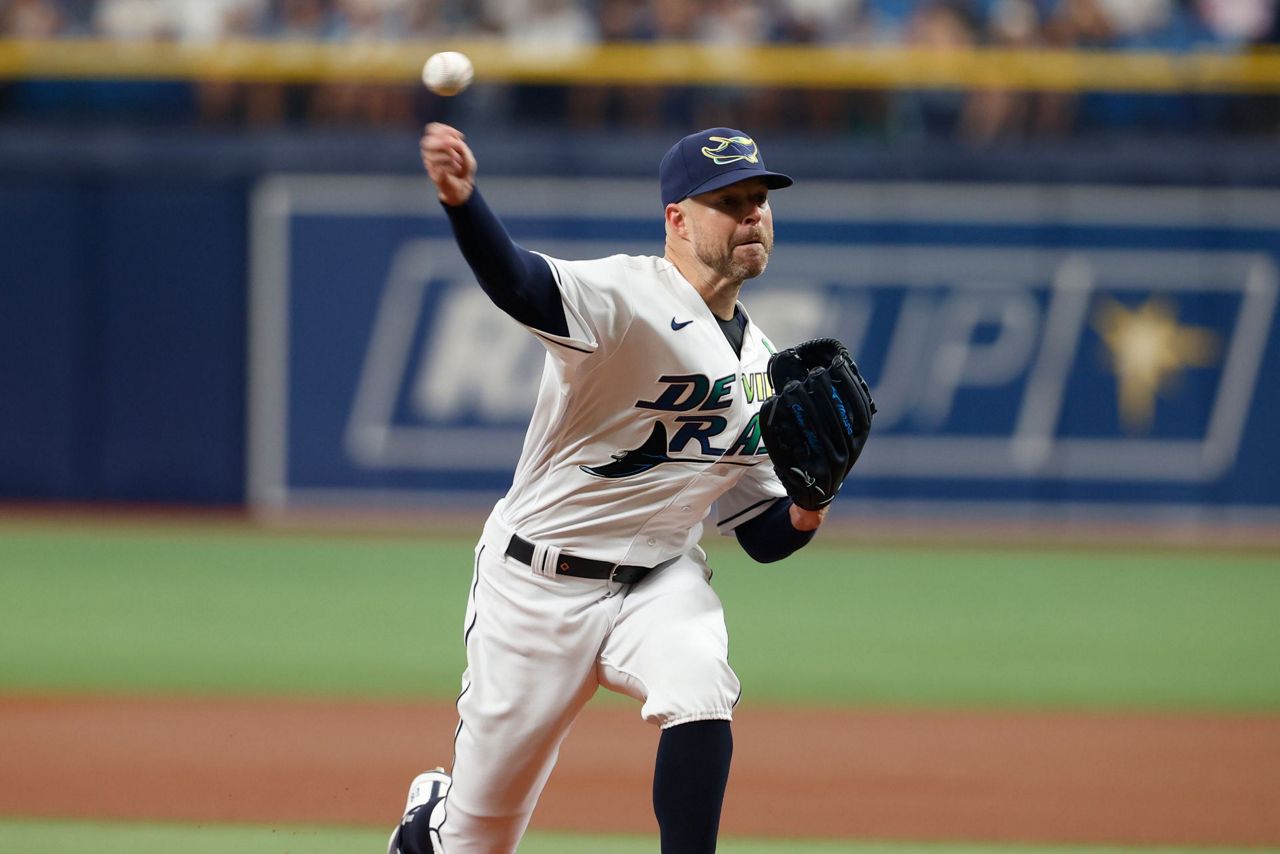 St. Petersburg, FL. USA; Tampa Bay Rays starting pitcher Corey