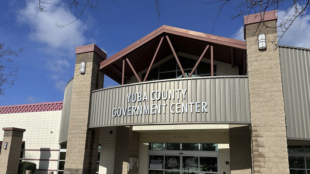 A sign marks the Yuba County Registrar of Voters office in Marysville, Calif. on Wednesday, Jan. 17, 2024. (AP Photo/Adam Beam)