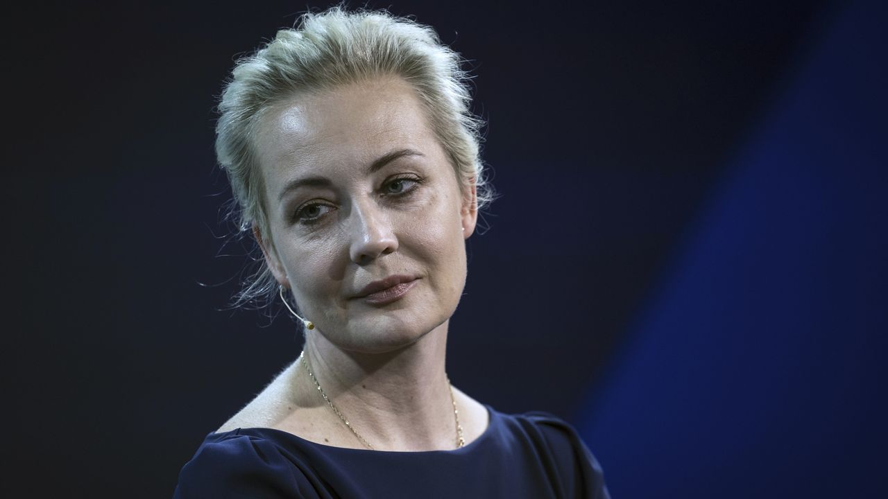 Yulia Navalnaya, widow of late Russian opposition leader Alexei Navalny, attends the 53rd St. Gallen Symposium, in St. Gallen, Switzerland, Friday, May 3, 2024. (Gian Ehrenzeller/Keystone via AP, File)