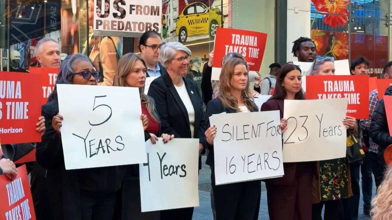 Survivors rally in Times Square for Cornell Jane Doe